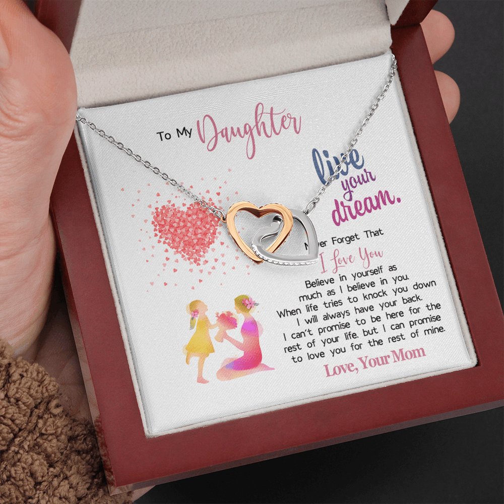 To My Daughter - Live Your Dream - Interlocking Hearts Necklace - Celeste Jewel