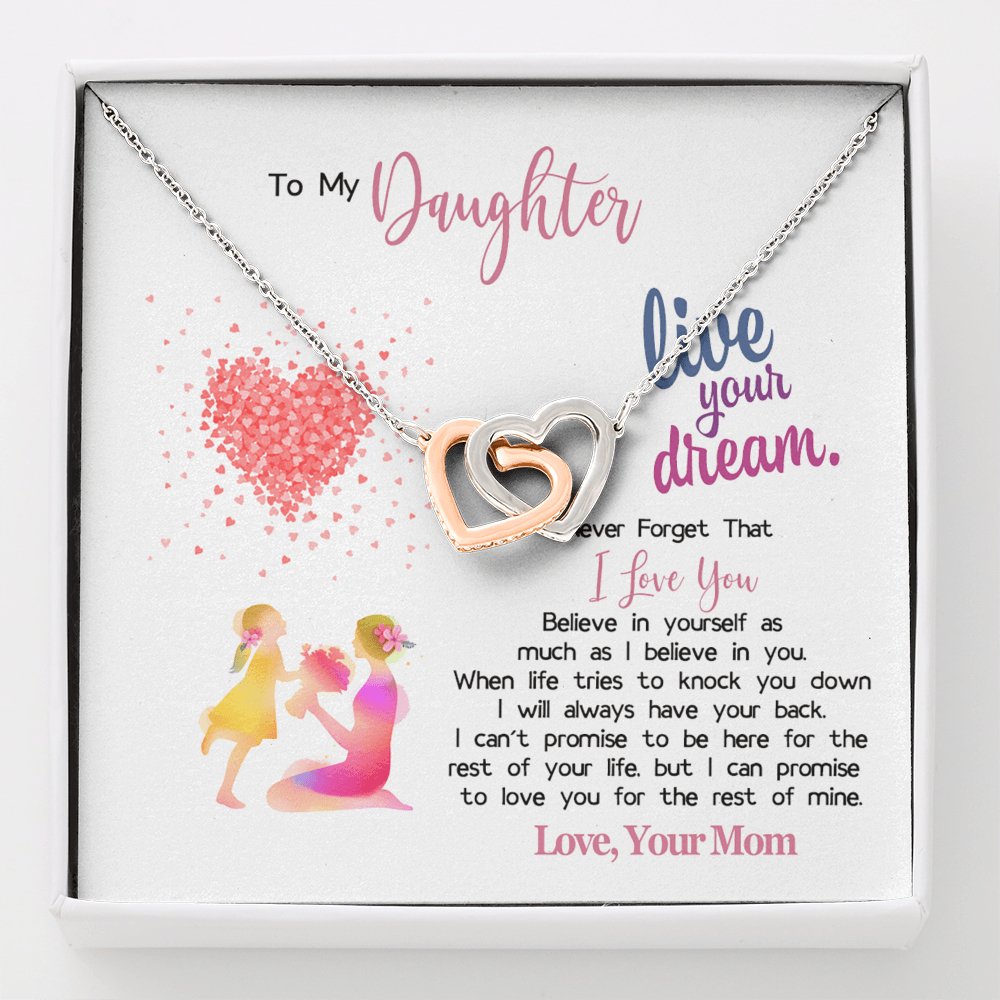 To My Daughter - Live Your Dream - Interlocking Hearts Necklace - Celeste Jewel