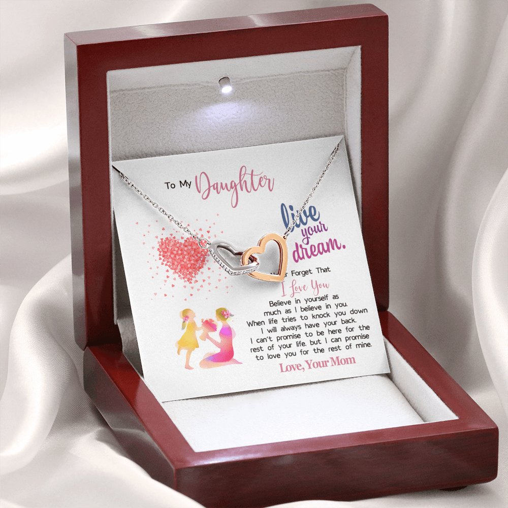 To My Daughter - Live Your Dream - Interlocking Hearts Necklace - Celeste Jewel