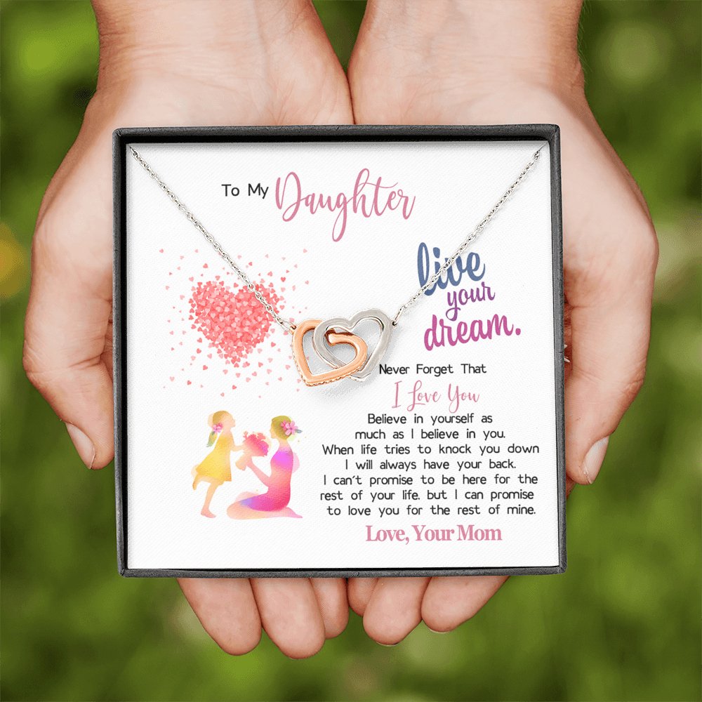 To My Daughter - Live Your Dream - Interlocking Hearts Necklace - Celeste Jewel