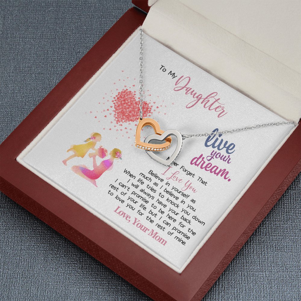 To My Daughter - Live Your Dream - Interlocking Hearts Necklace - Celeste Jewel