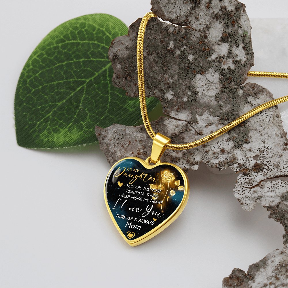 To My Daughter -Most Beautiful Thing - Luxury Graphic Heart Necklace - Celeste Jewel