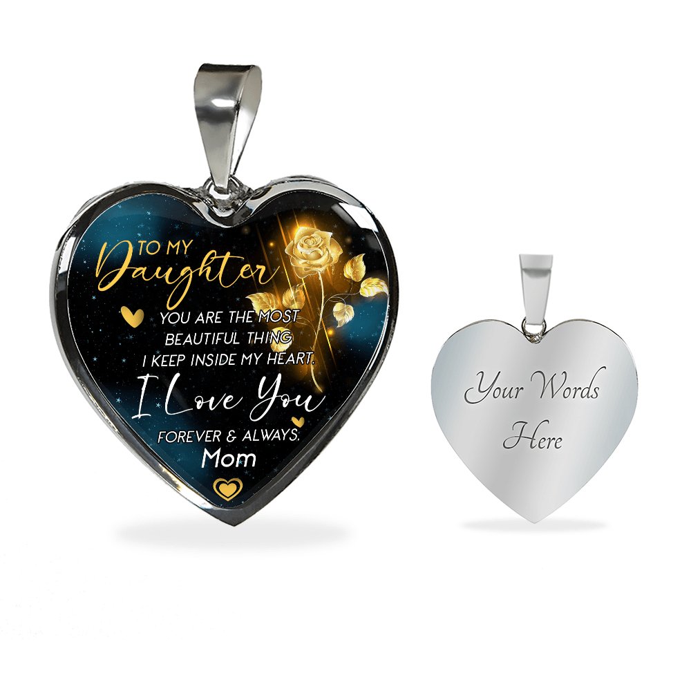 To My Daughter -Most Beautiful Thing - Luxury Graphic Heart Necklace - Celeste Jewel