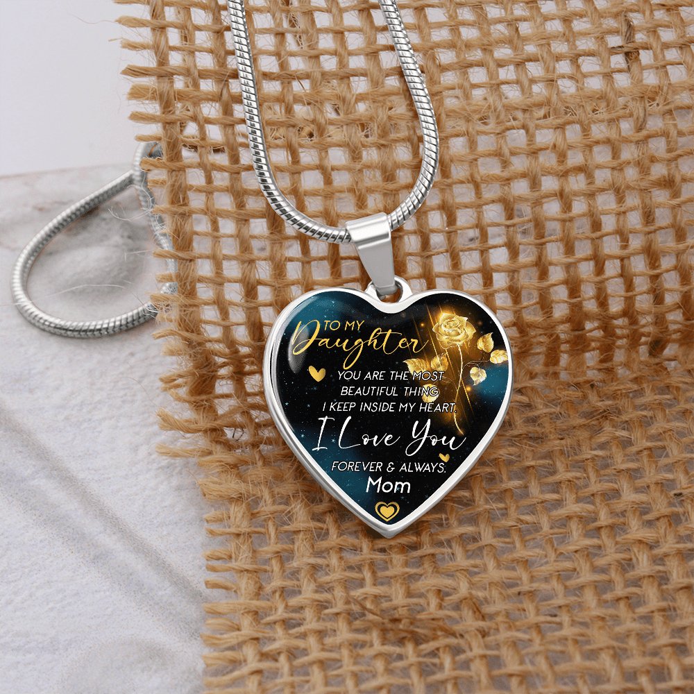 To My Daughter -Most Beautiful Thing - Luxury Graphic Heart Necklace - Celeste Jewel
