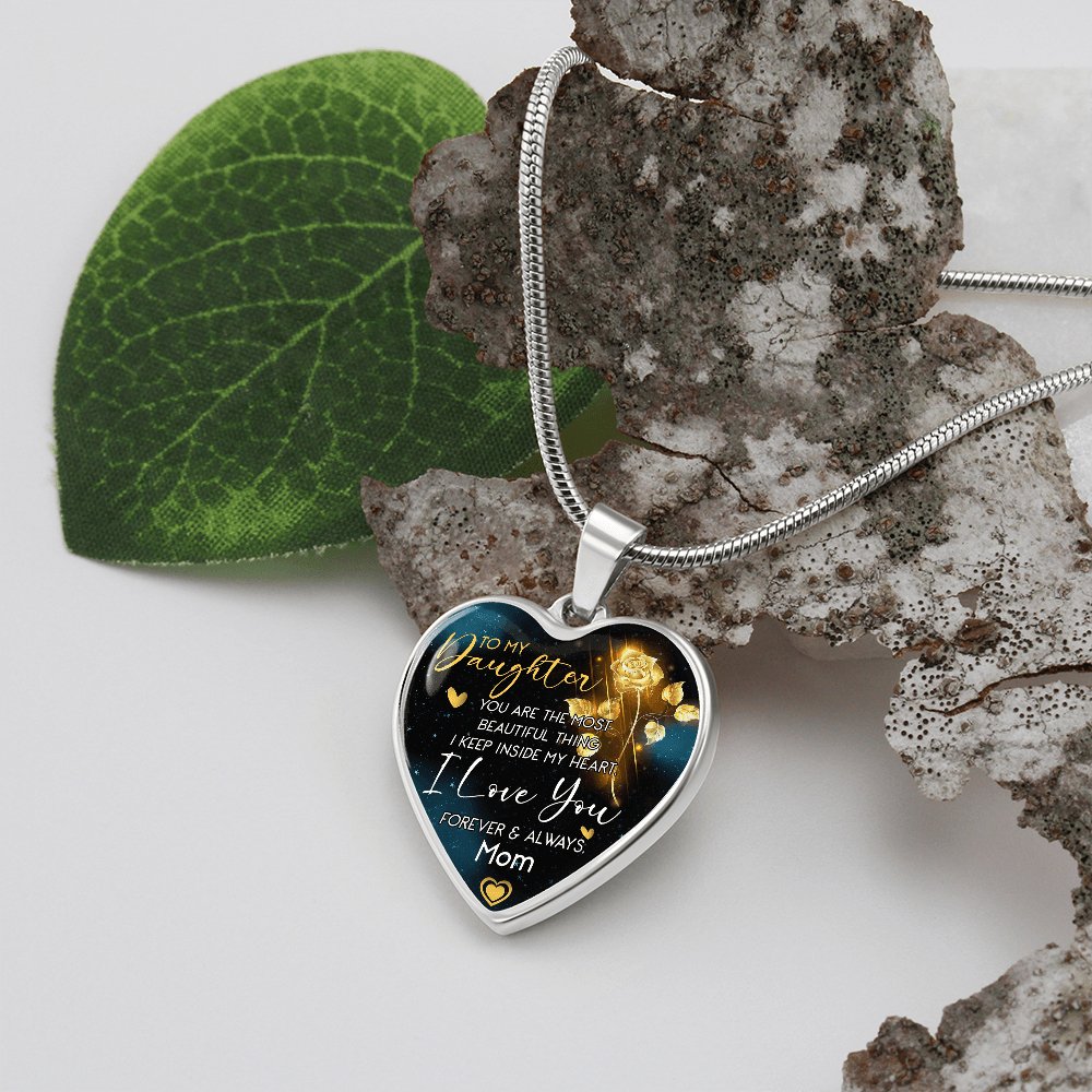 To My Daughter -Most Beautiful Thing - Luxury Graphic Heart Necklace - Celeste Jewel
