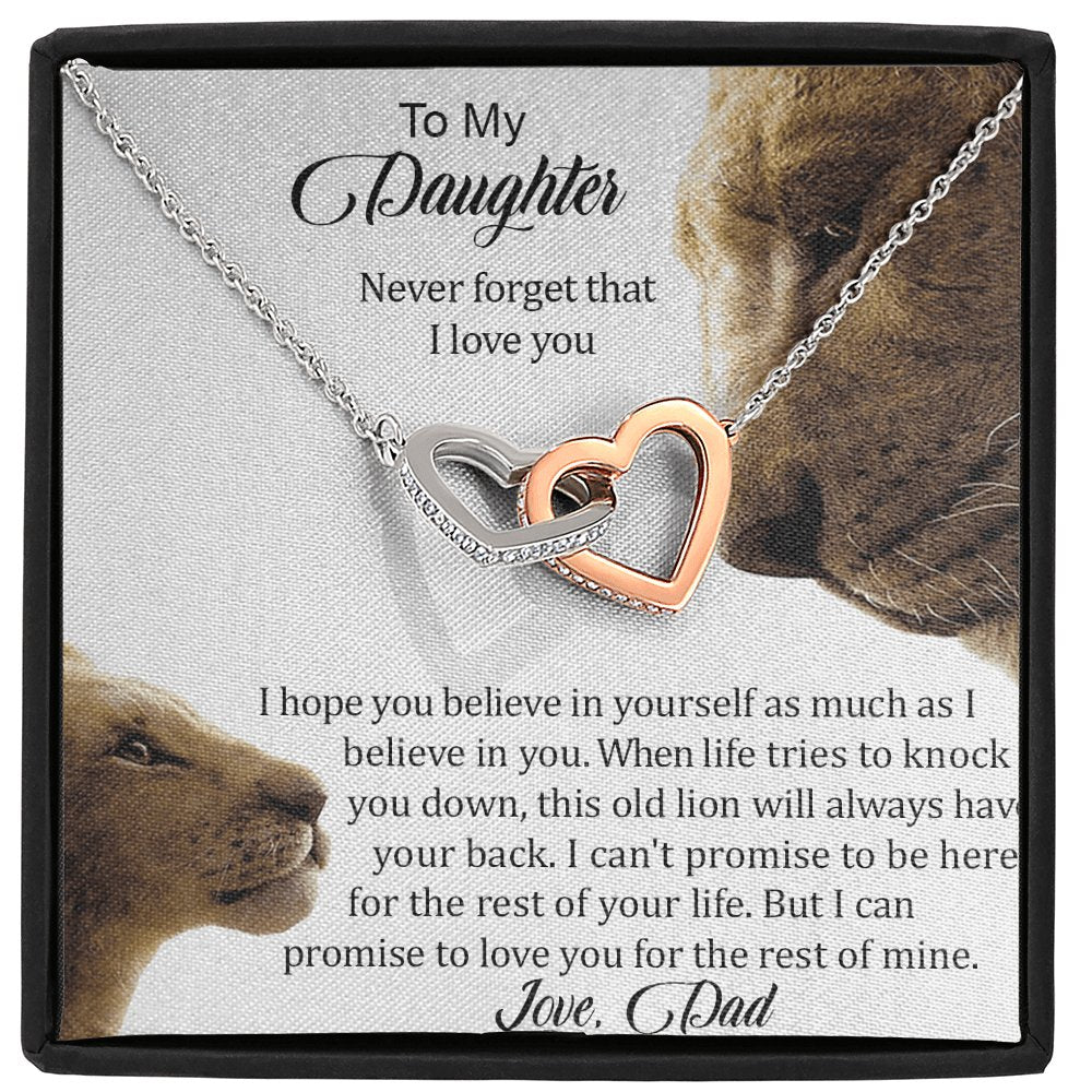 To My Daughter - Never Forget That I Love You - Interlocking Hearts Necklace (Duplicate) - Celeste Jewel