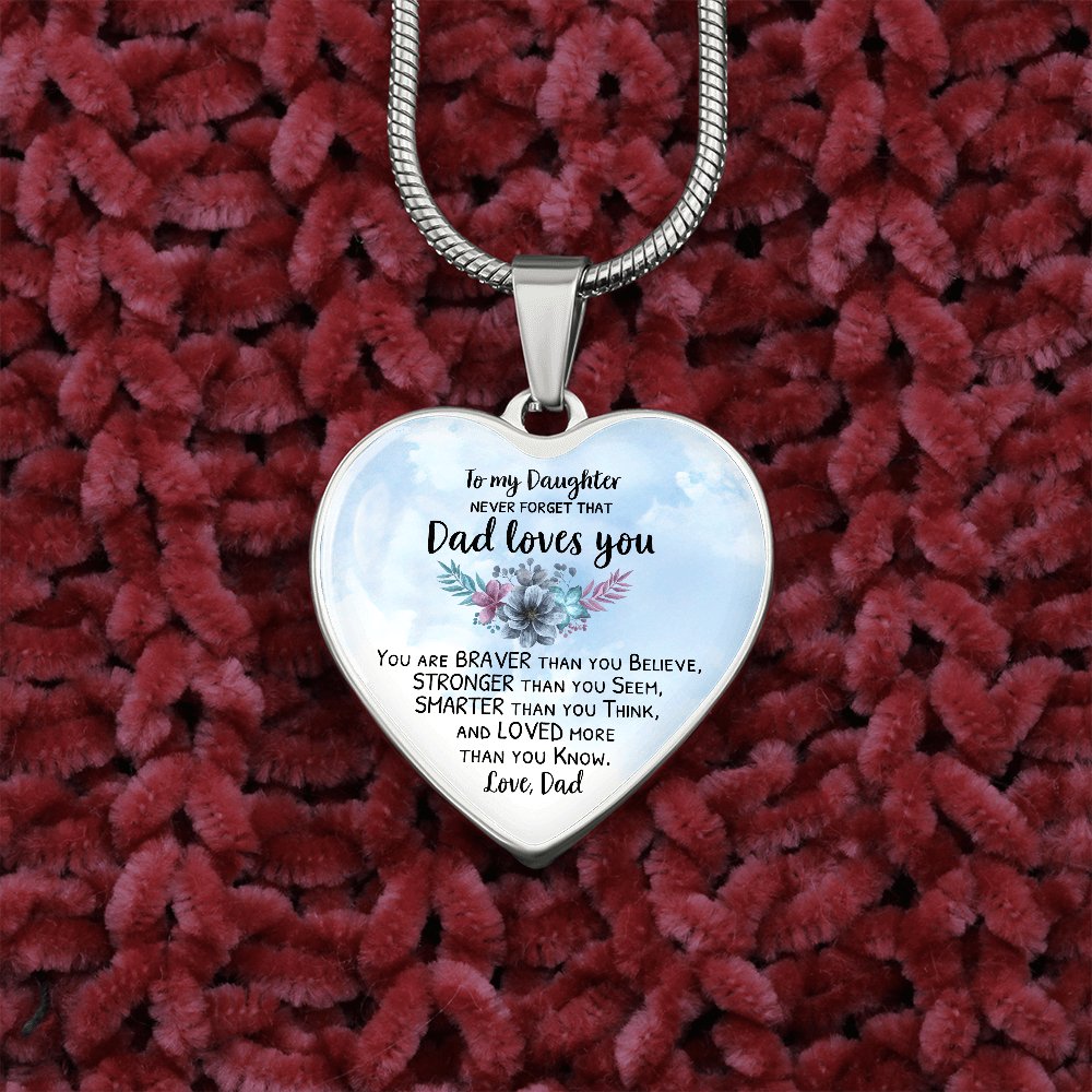 To My Daughter - Never Forget That - Luxury Graphic Heart Necklace - Celeste Jewel