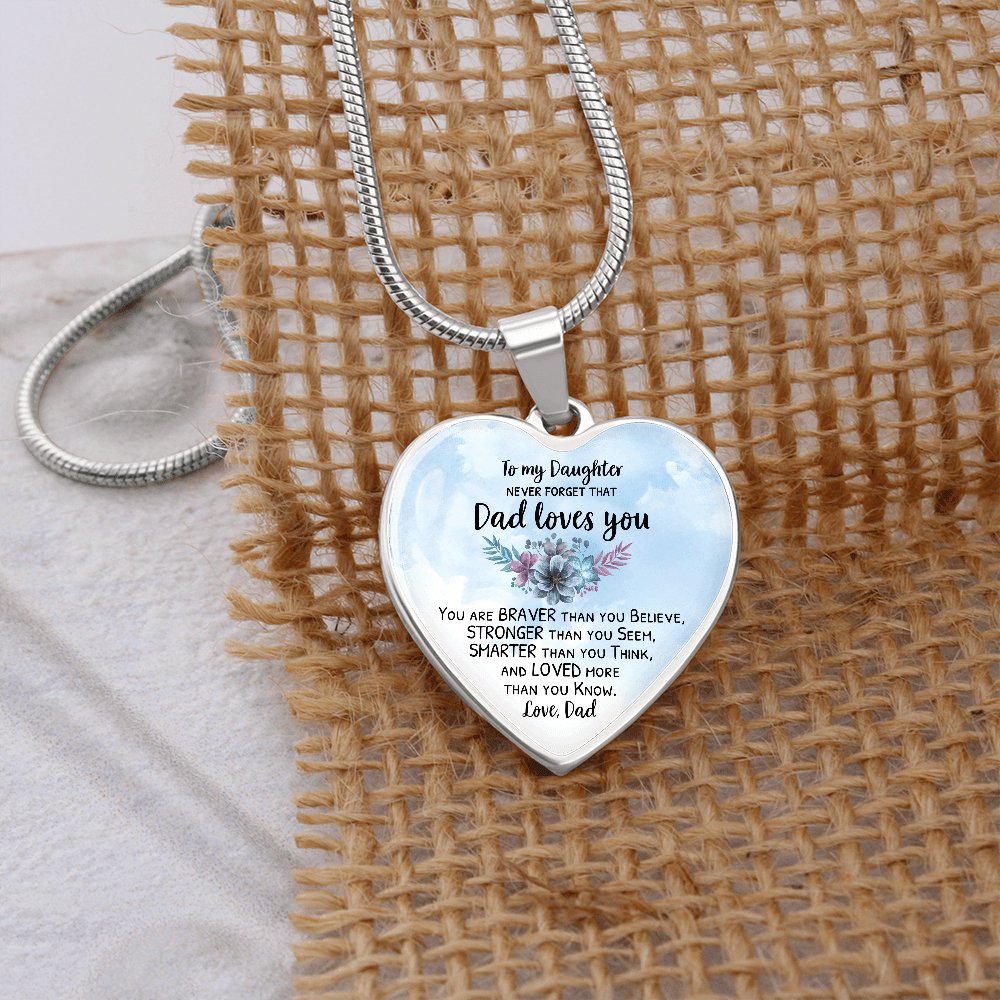 To My Daughter - Never Forget That - Luxury Graphic Heart Necklace - Celeste Jewel