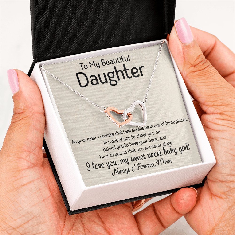 To My Daughter - One Of Three Places - Interlocking Hearts Necklace - Celeste Jewel