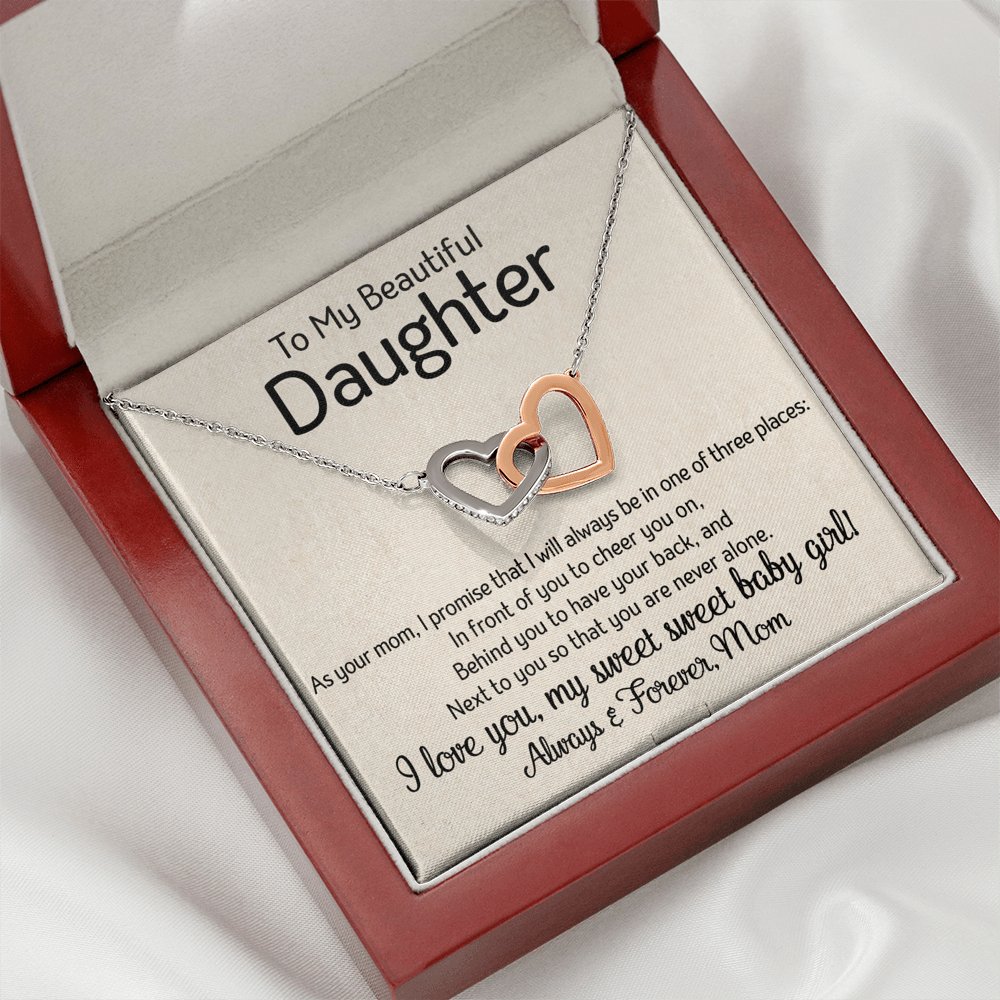 To My Daughter - One Of Three Places - Interlocking Hearts Necklace - Celeste Jewel