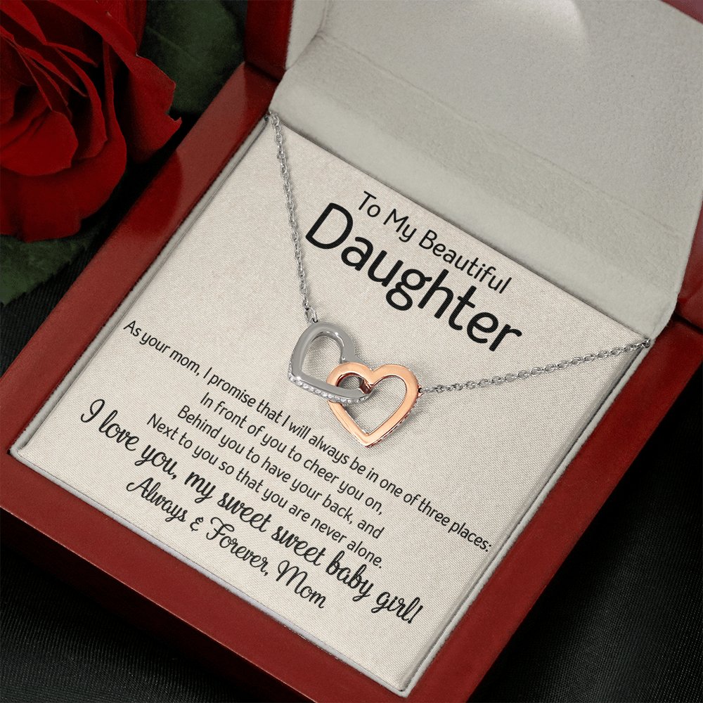 To My Daughter - One Of Three Places - Interlocking Hearts Necklace - Celeste Jewel