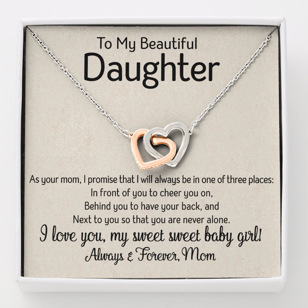 To My Daughter - One Of Three Places - Interlocking Hearts Necklace - Celeste Jewel