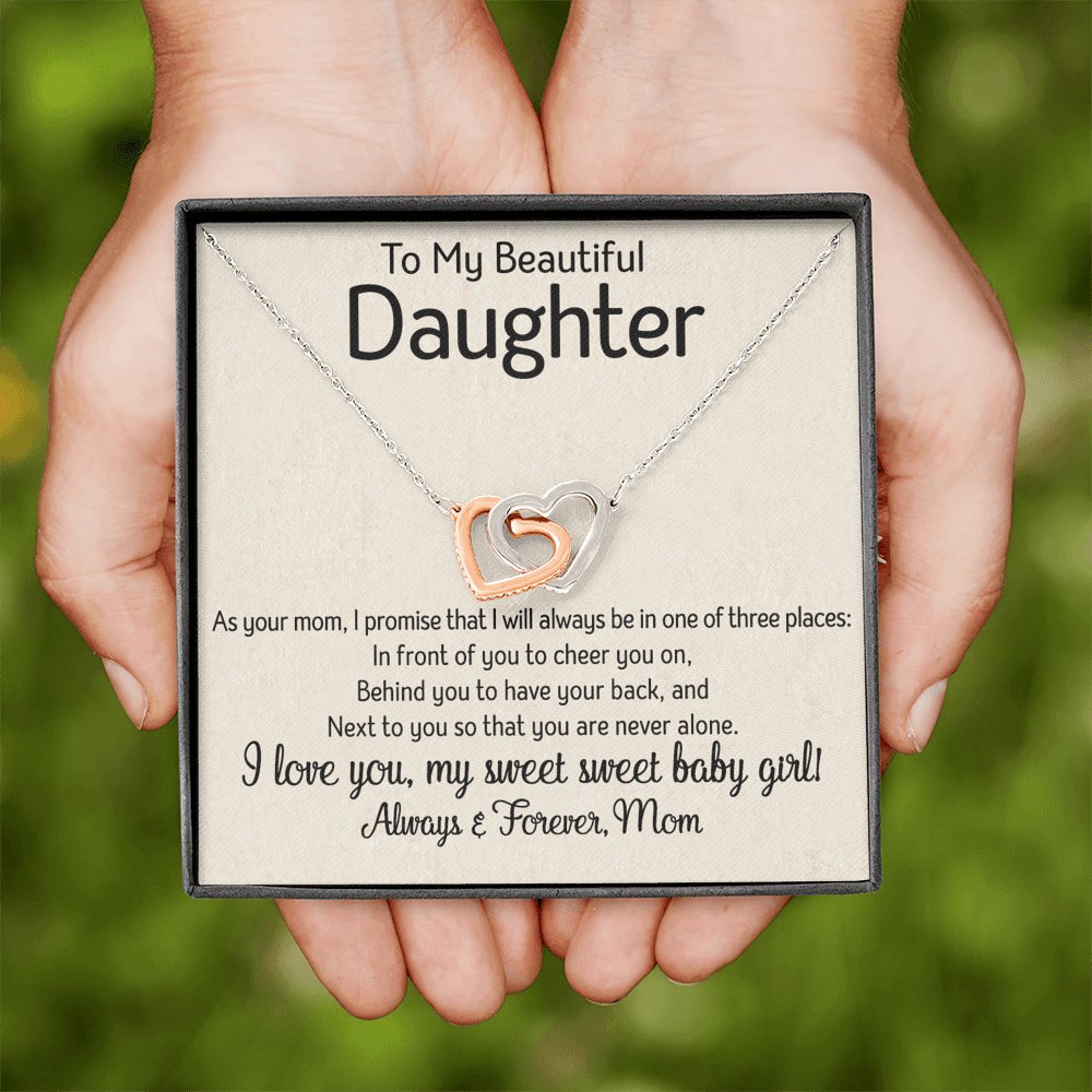 To My Daughter - One Of Three Places - Interlocking Hearts Necklace - Celeste Jewel