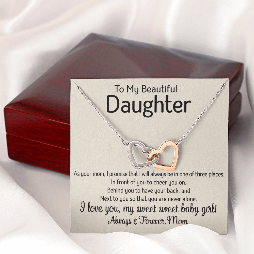 To My Daughter - One Of Three Places - Interlocking Hearts Necklace - Celeste Jewel