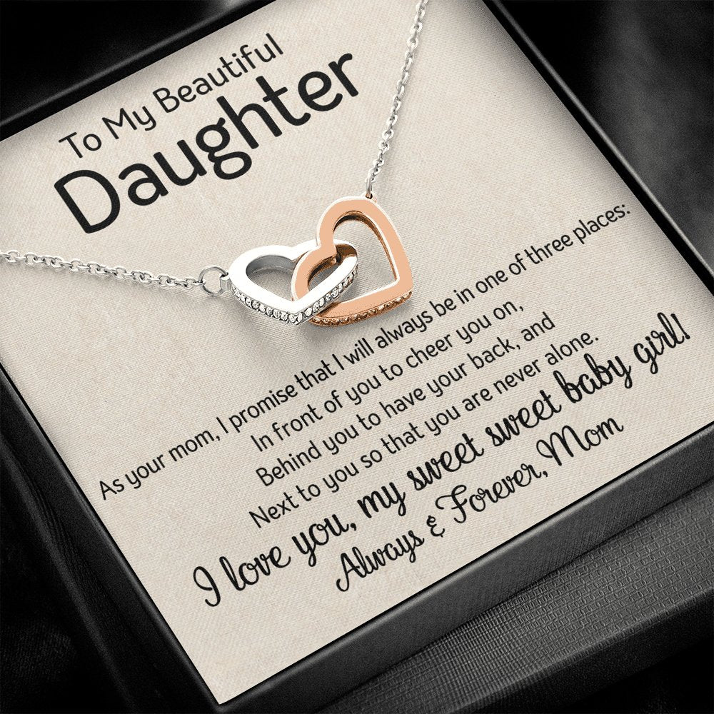 To My Daughter - One Of Three Places - Interlocking Hearts Necklace - Celeste Jewel