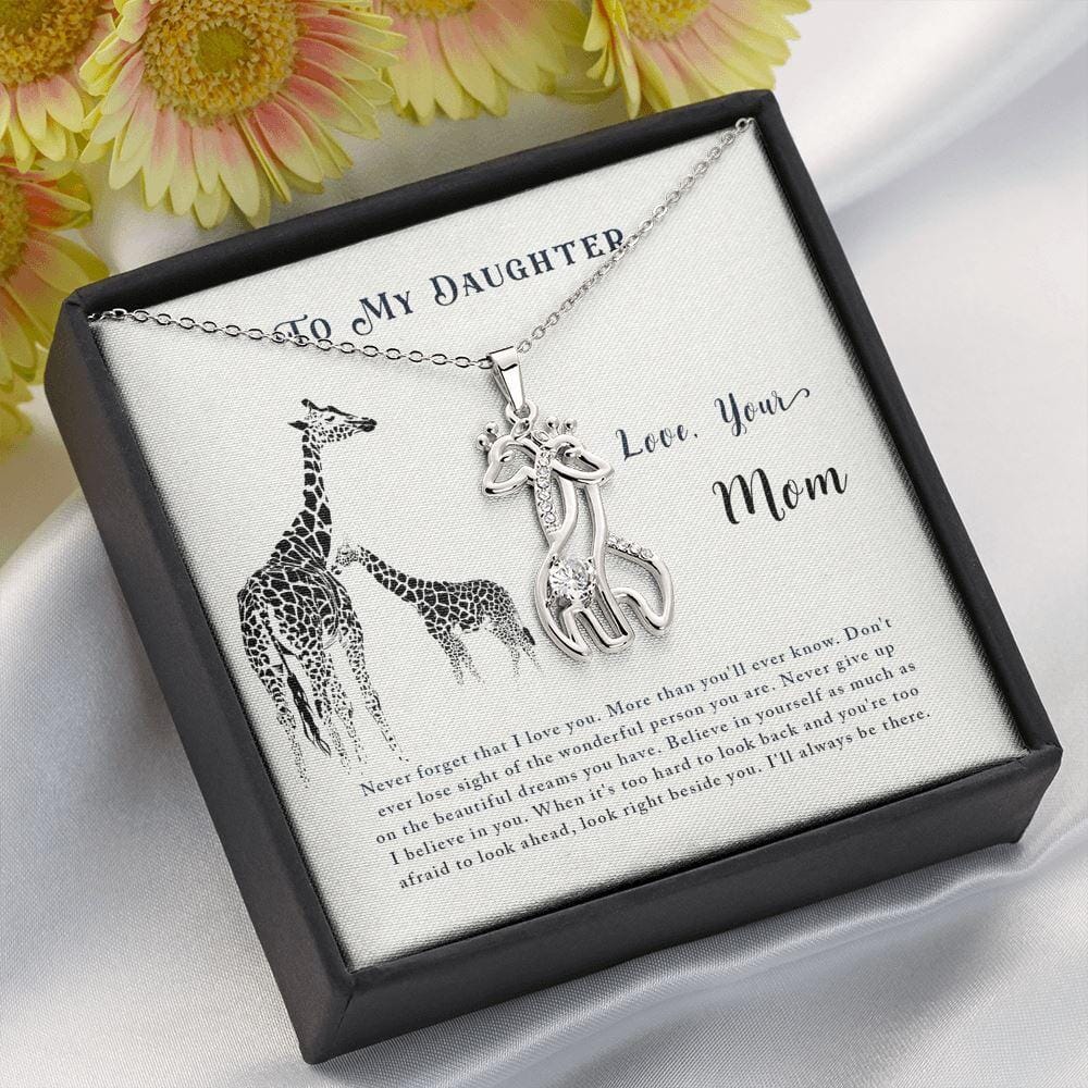 To My Daughter - Right Beside You - Hugging Giraffe Necklace - Celeste Jewel
