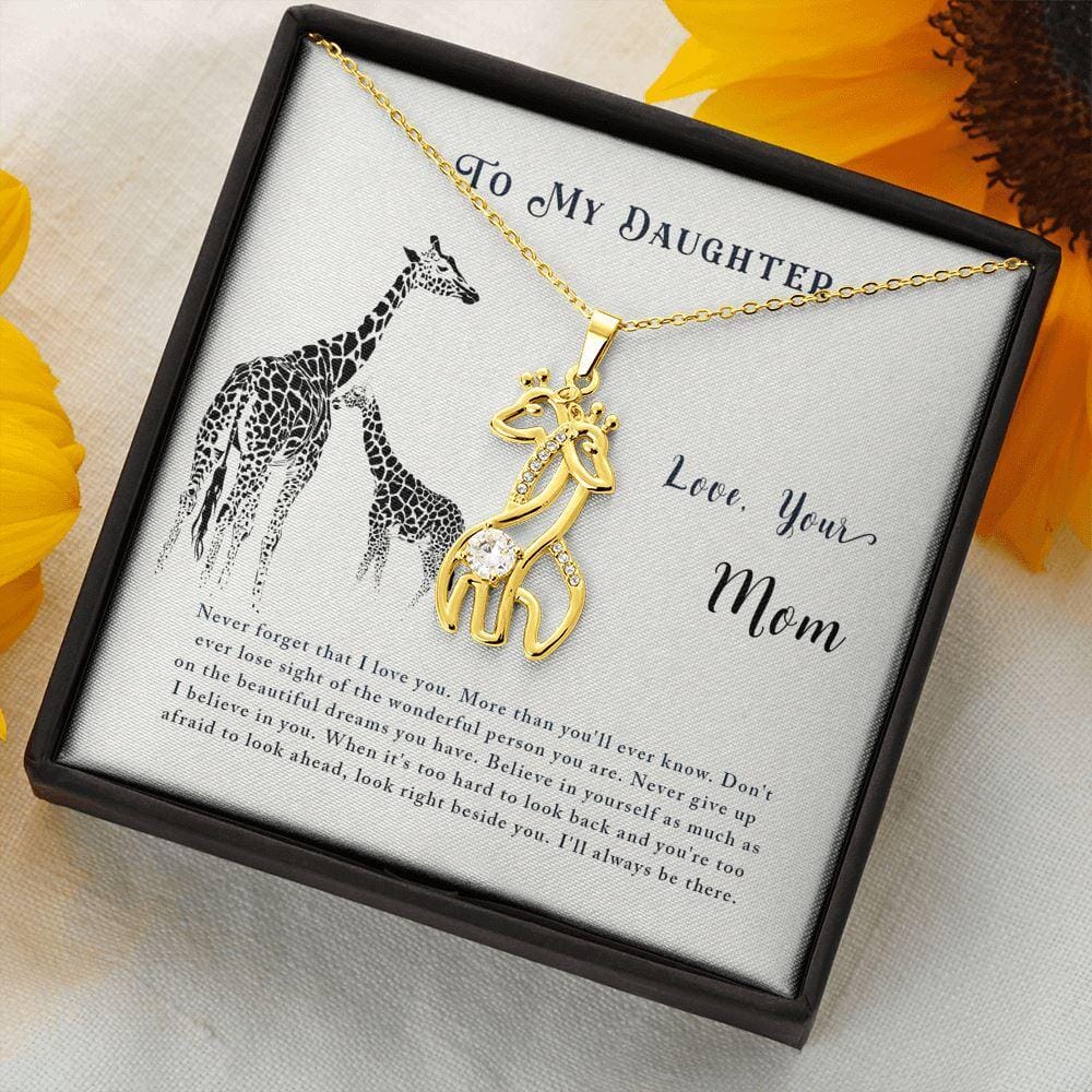 To My Daughter - Right Beside You - Hugging Giraffe Necklace - Celeste Jewel