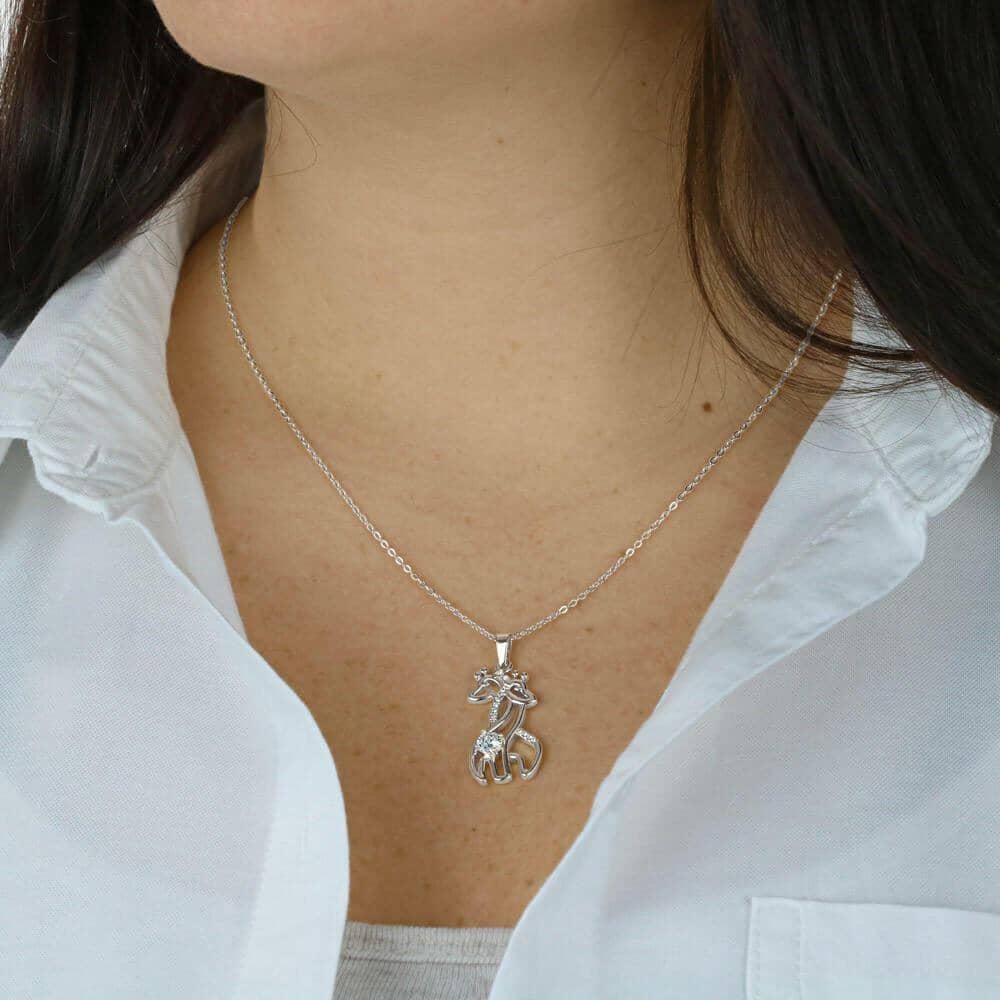 To My Daughter - Right Beside You - Hugging Giraffe Necklace - Celeste Jewel