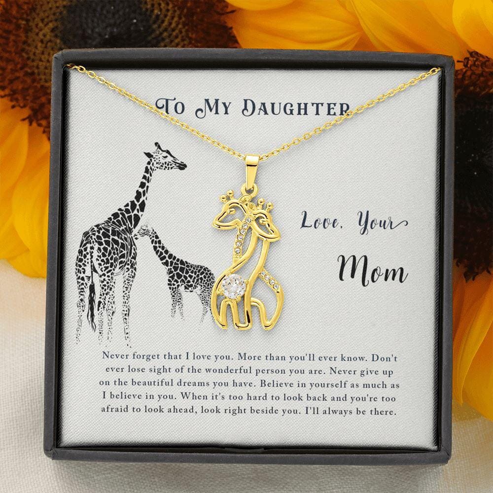 To My Daughter - Right Beside You - Hugging Giraffe Necklace - Celeste Jewel