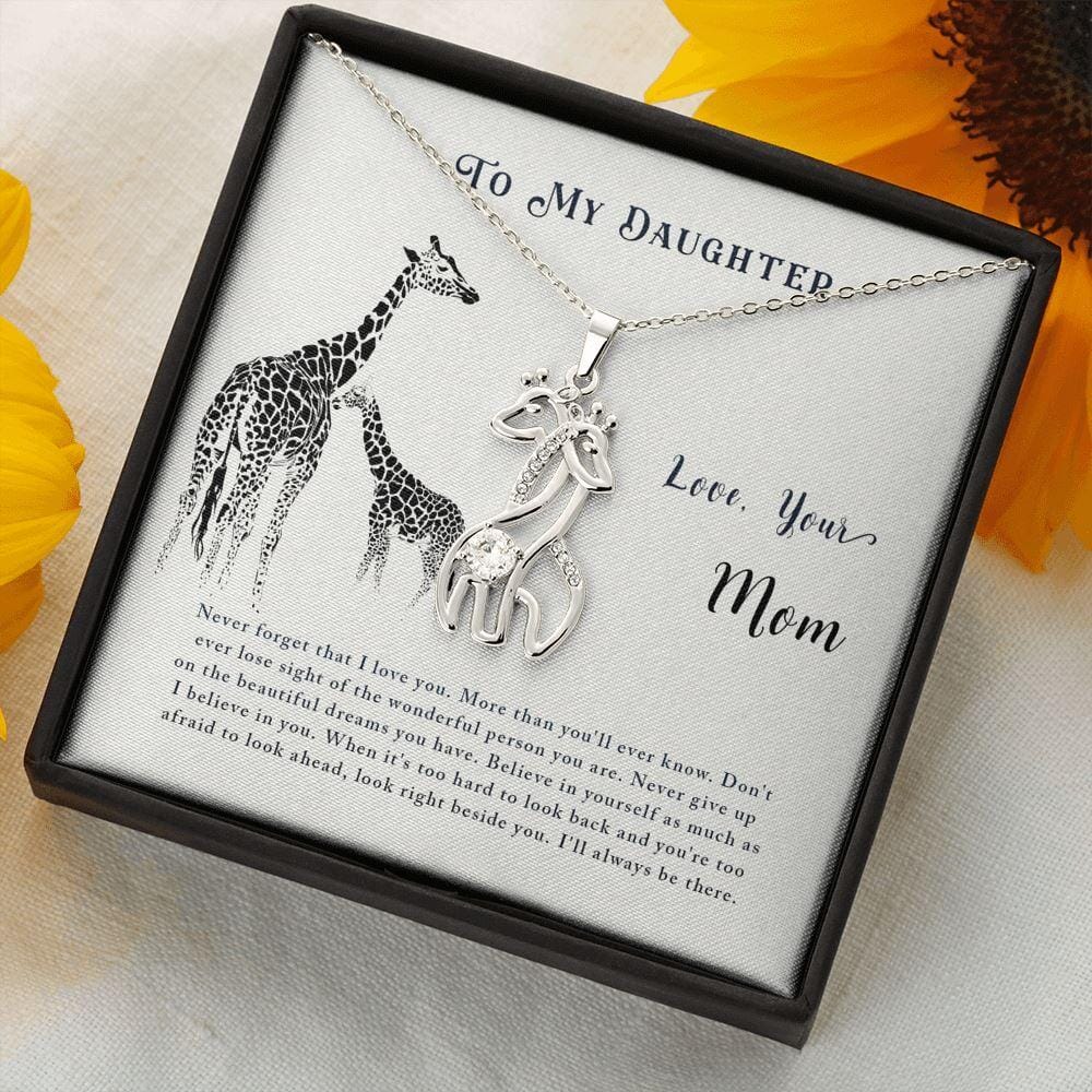 To My Daughter - Right Beside You - Hugging Giraffe Necklace - Celeste Jewel