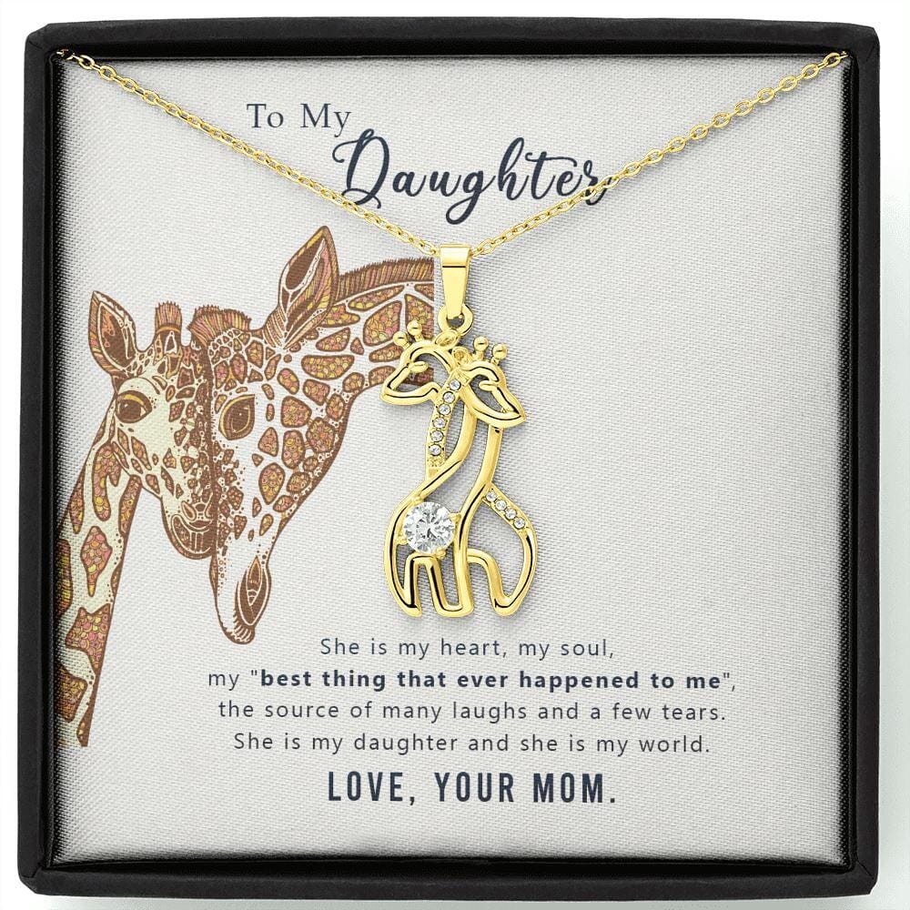 To My Daughter - She Is My World - Hugging Giraffe Necklace - Celeste Jewel