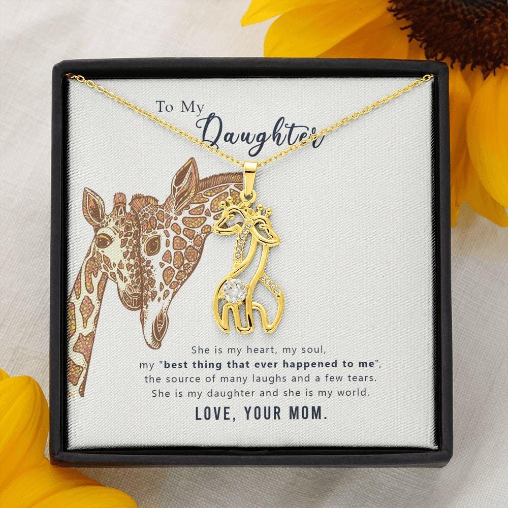To My Daughter - She Is My World - Hugging Giraffe Necklace - Celeste Jewel