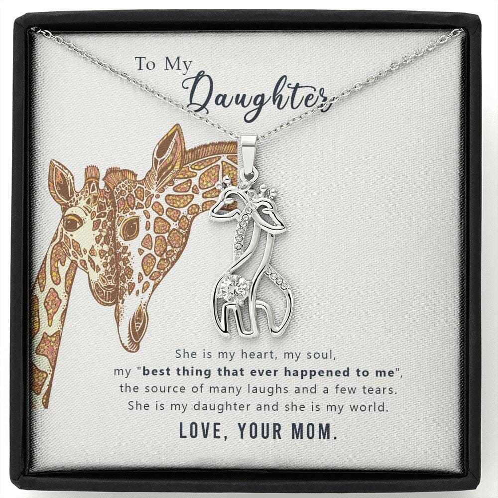 To My Daughter - She Is My World - Hugging Giraffe Necklace - Celeste Jewel