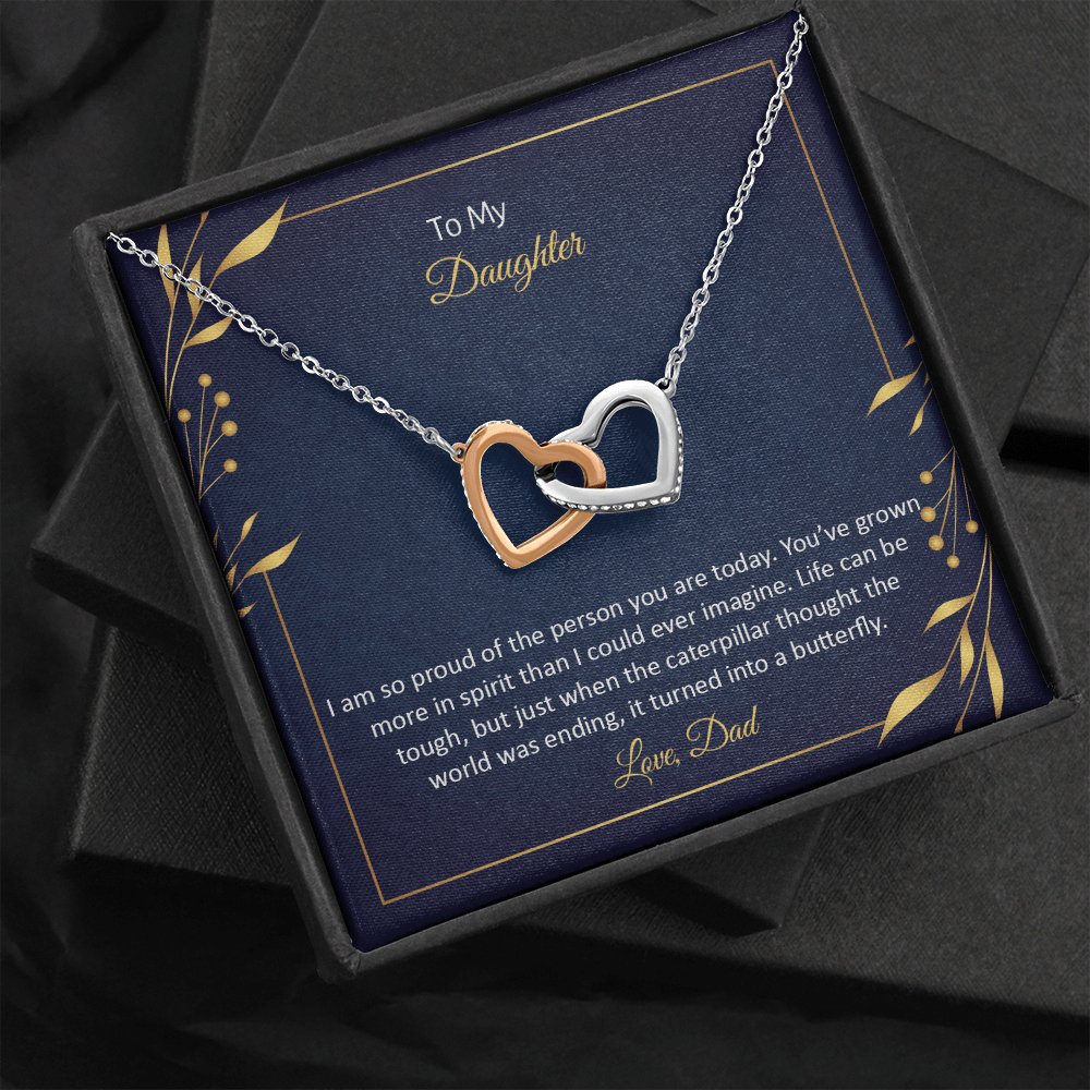 To My Daughter - So Proud - Interlocking Hearts Necklace - Celeste Jewel