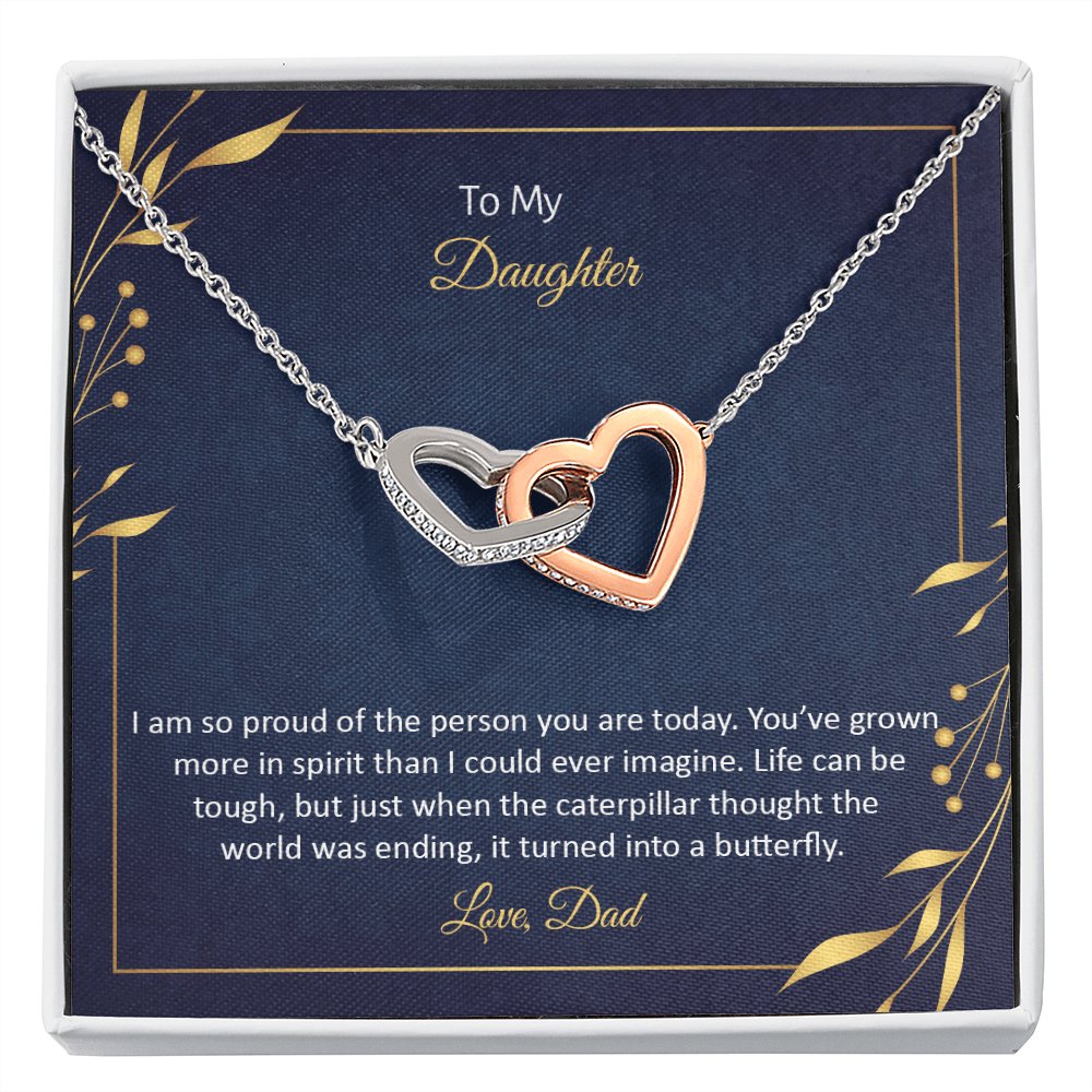 To My Daughter - So Proud - Interlocking Hearts Necklace - Celeste Jewel