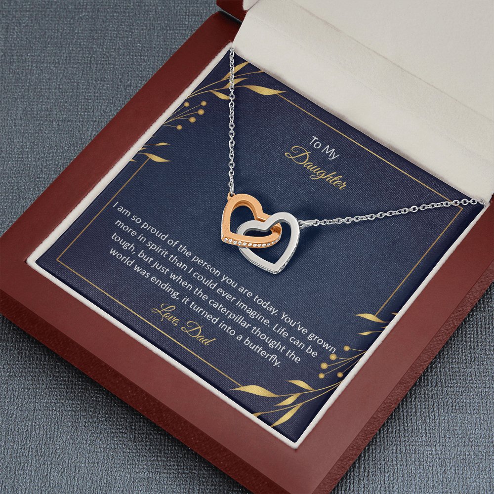 To My Daughter - So Proud - Interlocking Hearts Necklace - Celeste Jewel