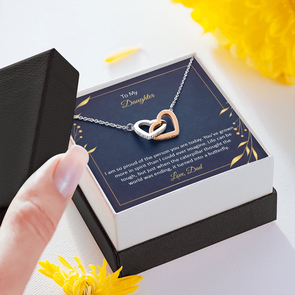 To My Daughter - So Proud - Interlocking Hearts Necklace - Celeste Jewel