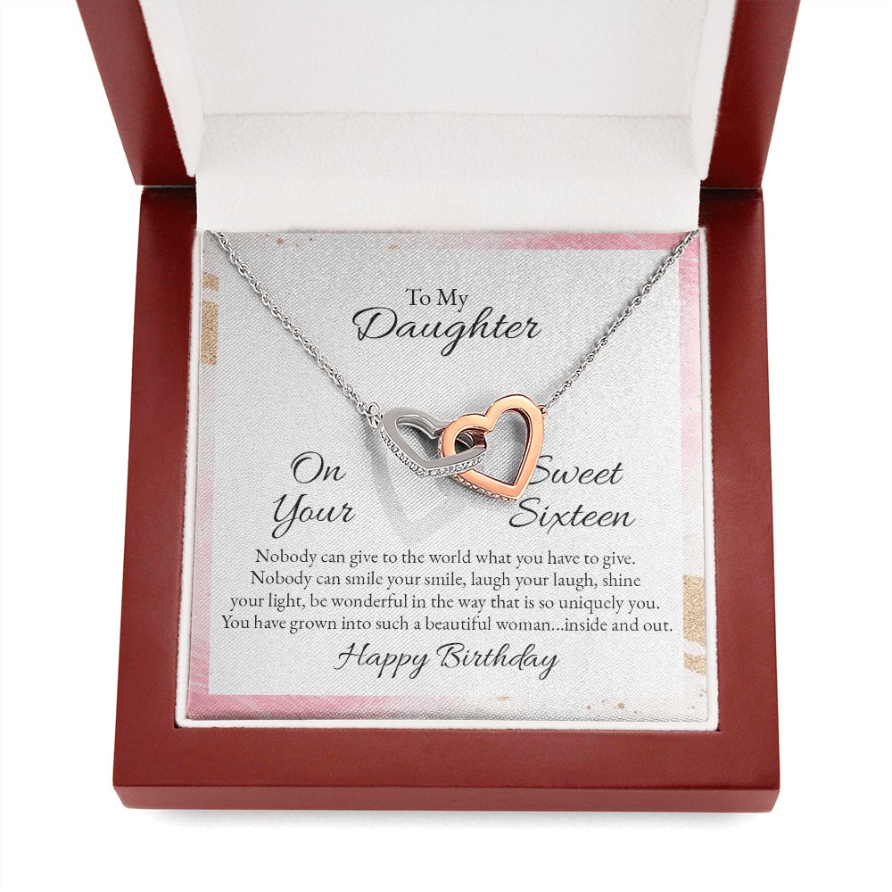 To My Daughter - Sweet 16 Birthday Gift - Interlocking Hearts Necklace - Celeste Jewel