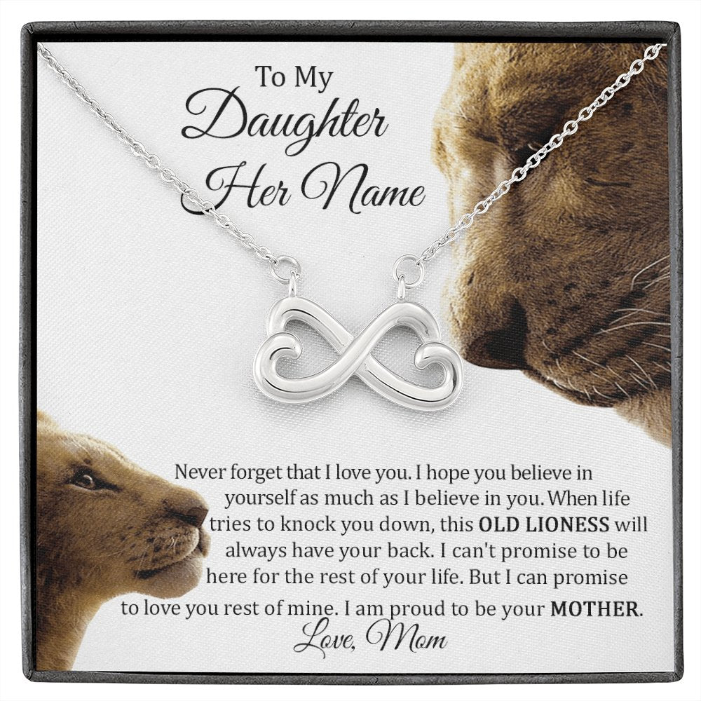 To My Daughter - This Old Lioness - Infinity Necklace - Celeste Jewel