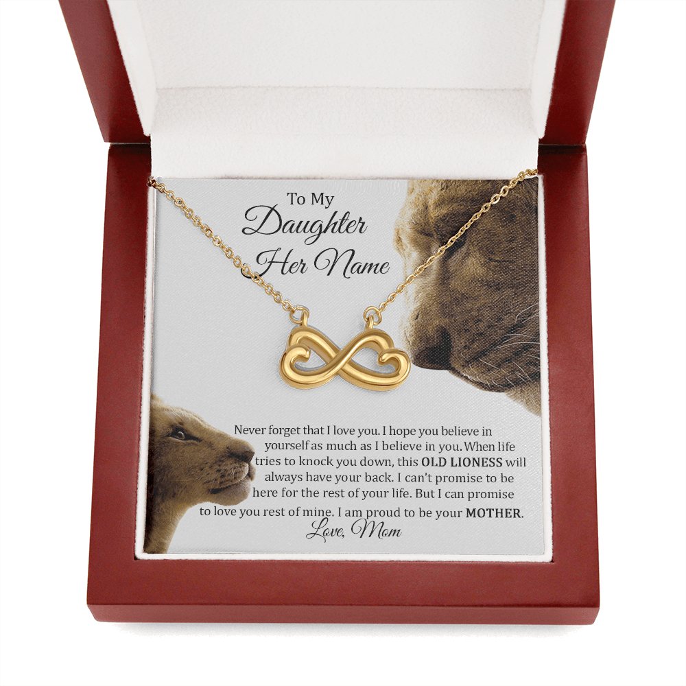 To My Daughter - This Old Lioness - Infinity Necklace - Celeste Jewel