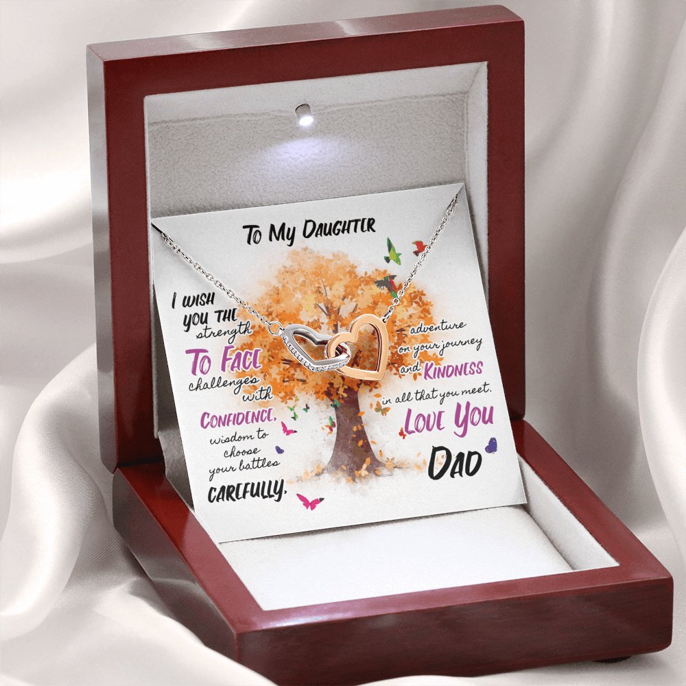 To My Daughter - Wish You Strength - Interlocking Hearts Necklace - Celeste Jewel
