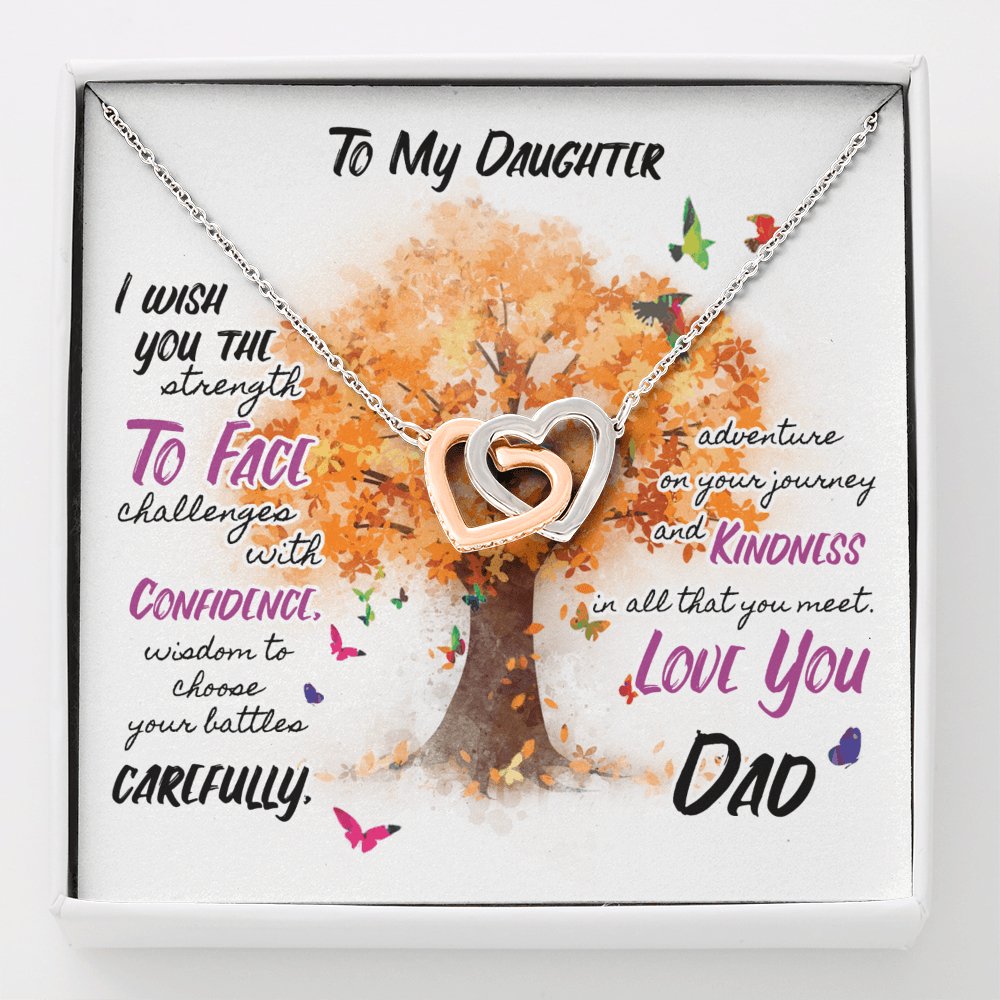 To My Daughter - Wish You Strength - Interlocking Hearts Necklace - Celeste Jewel