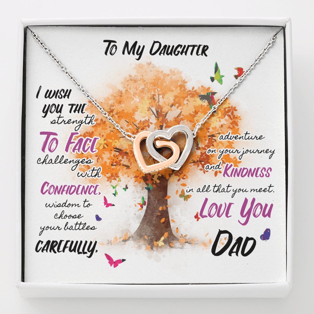 To My Daughter - Wish You Strength - Interlocking Hearts Necklace - Celeste Jewel