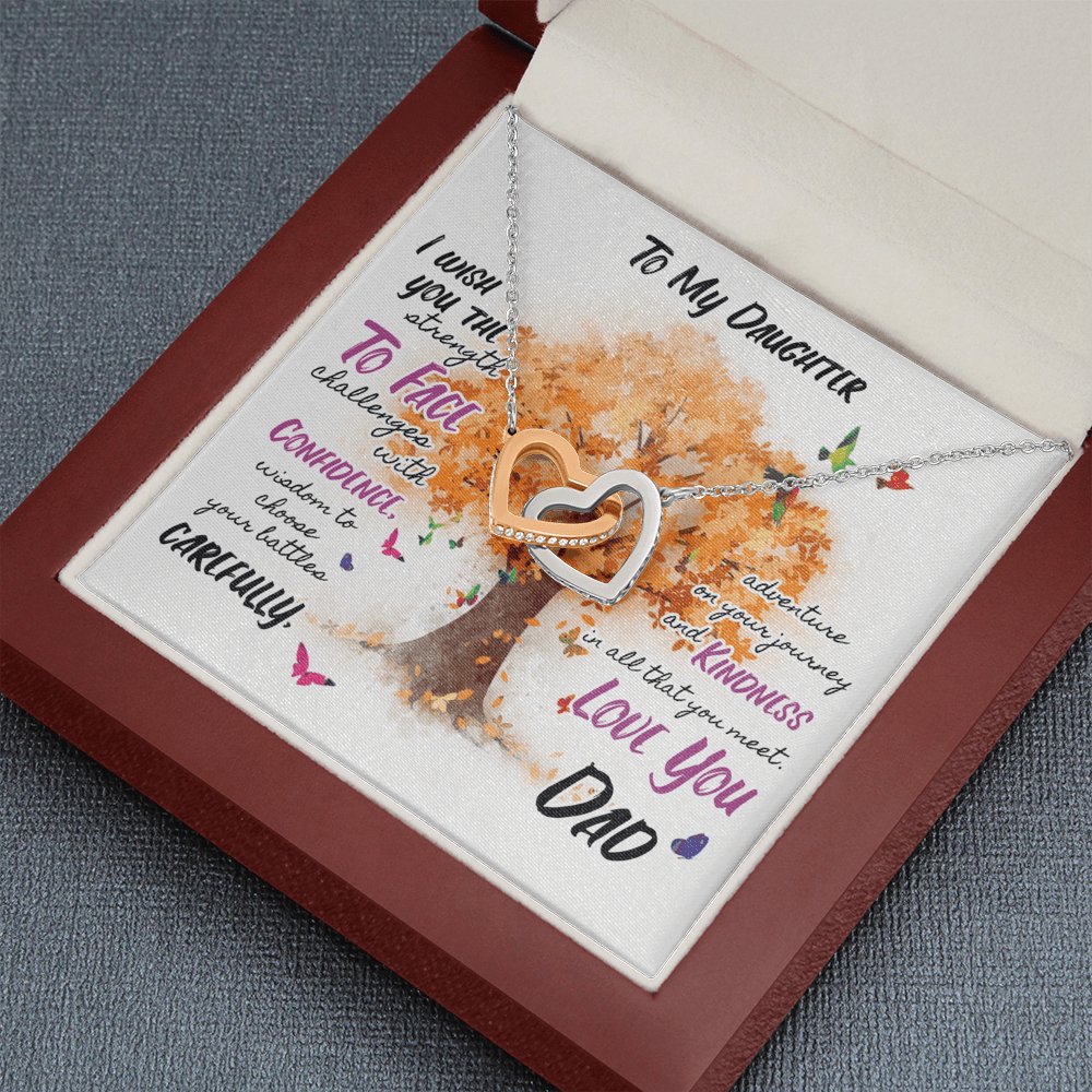To My Daughter - Wish You Strength - Interlocking Hearts Necklace - Celeste Jewel