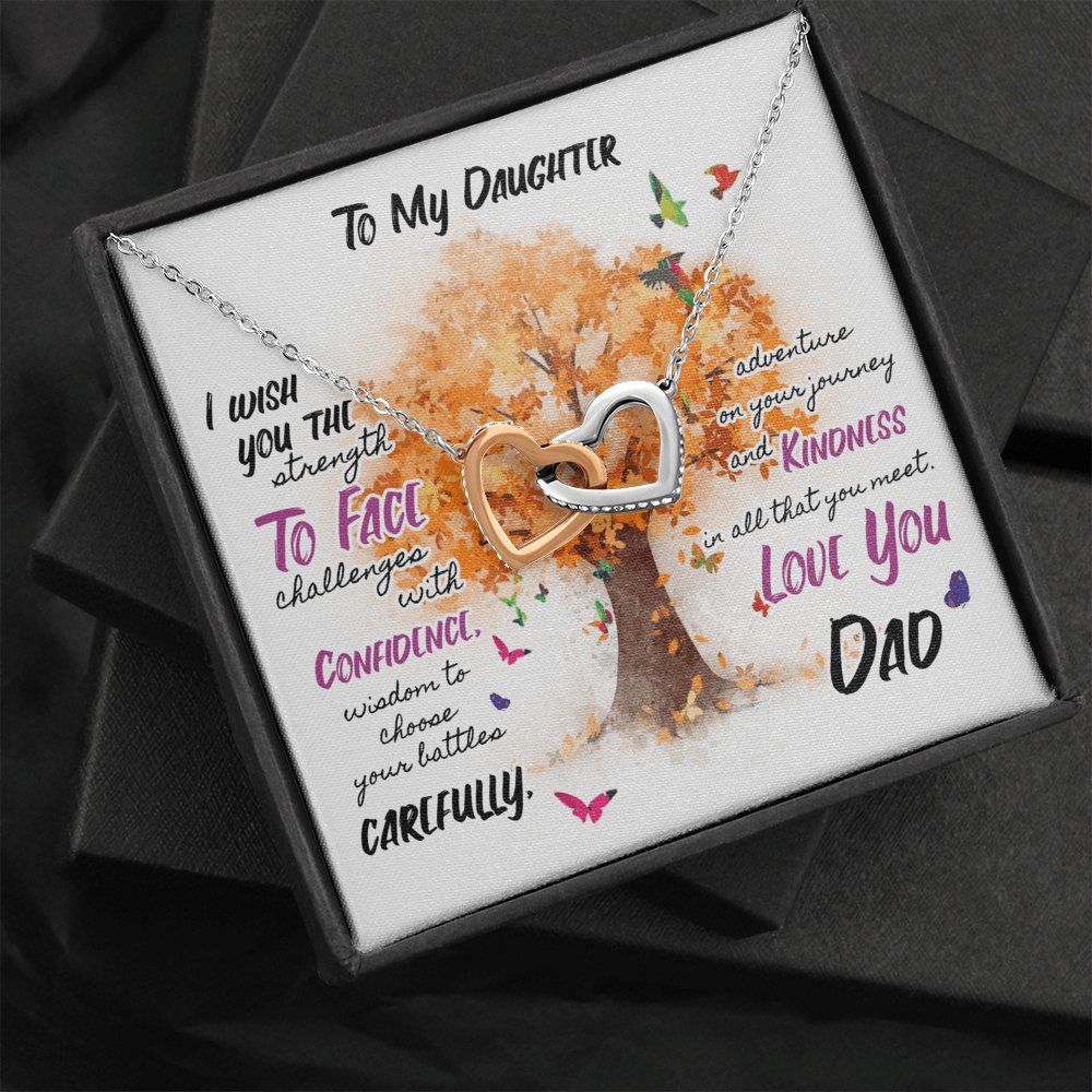 To My Daughter - Wish You Strength - Interlocking Hearts Necklace - Celeste Jewel
