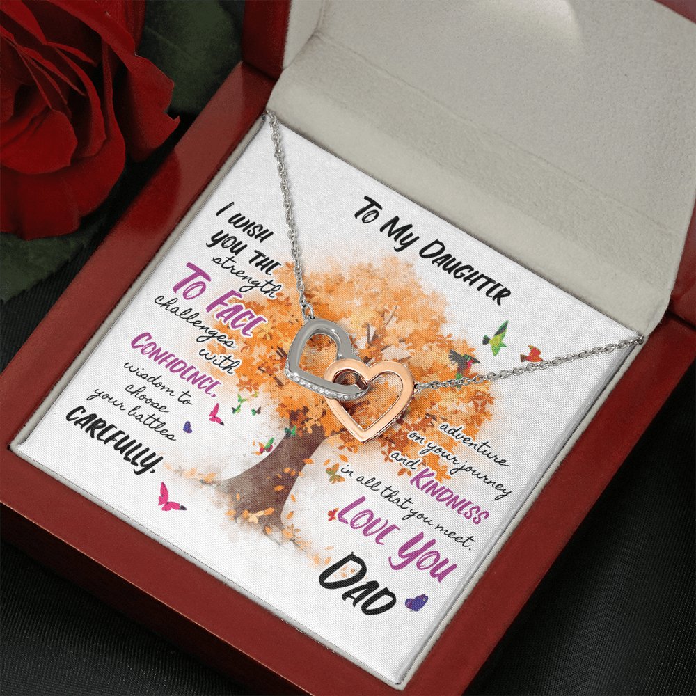 To My Daughter - Wish You Strength - Interlocking Hearts Necklace - Celeste Jewel