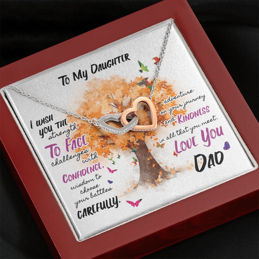 To My Daughter - Wish You Strength - Interlocking Hearts Necklace - Celeste Jewel