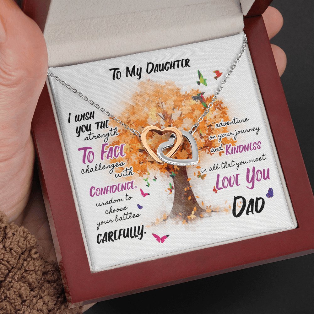 To My Daughter - Wish You Strength - Interlocking Hearts Necklace - Celeste Jewel