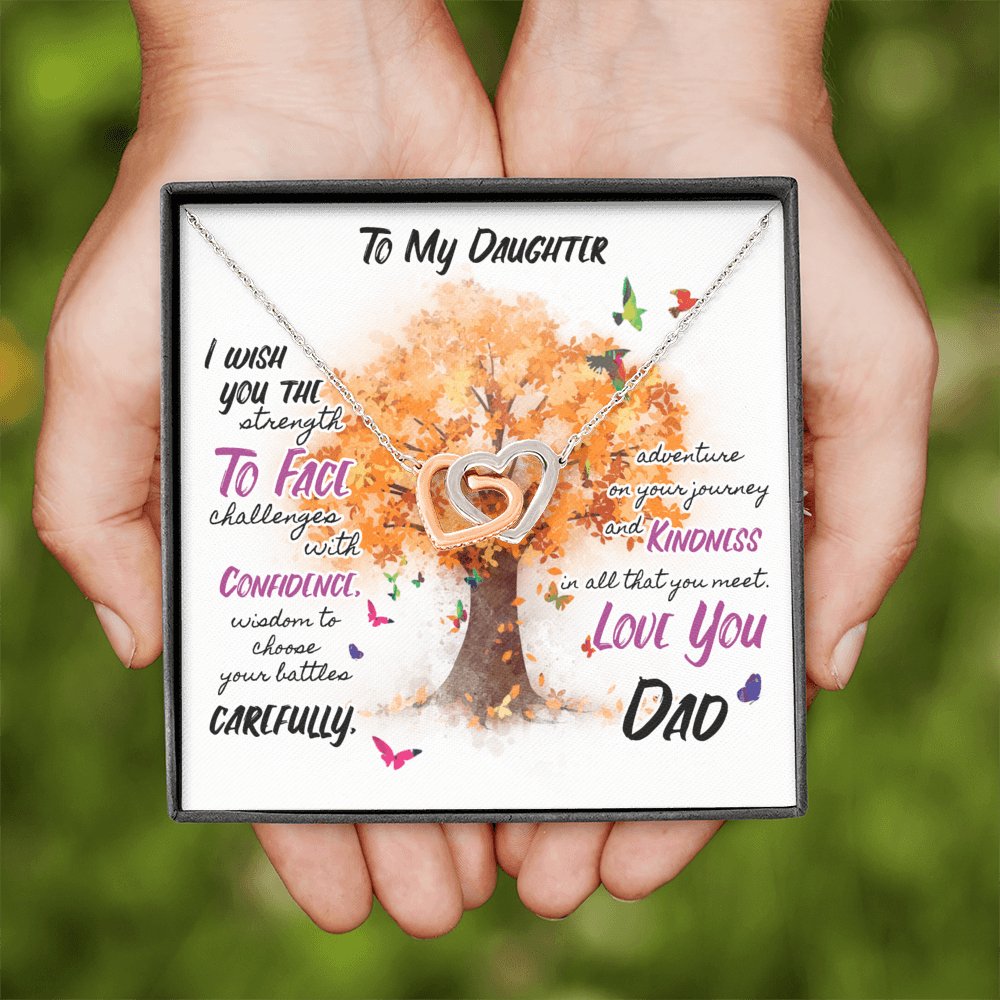 To My Daughter - Wish You Strength - Interlocking Hearts Necklace - Celeste Jewel