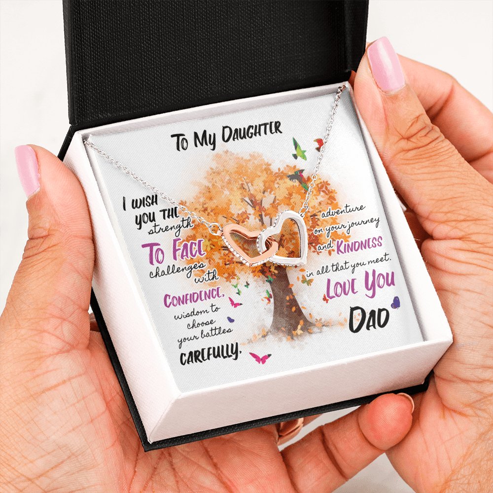 To My Daughter - Wish You Strength - Interlocking Hearts Necklace - Celeste Jewel