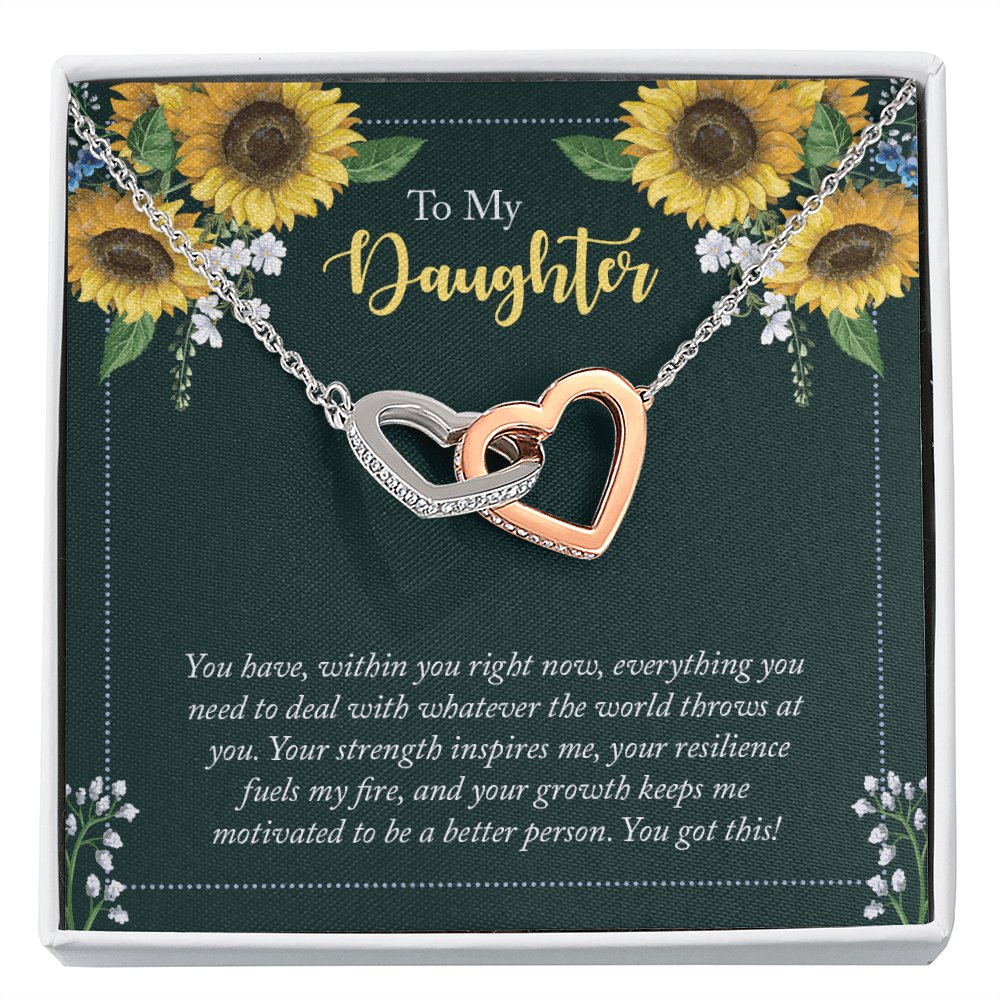 To My Daughter - Within You - Interlocking Hearts Necklace - Celeste Jewel