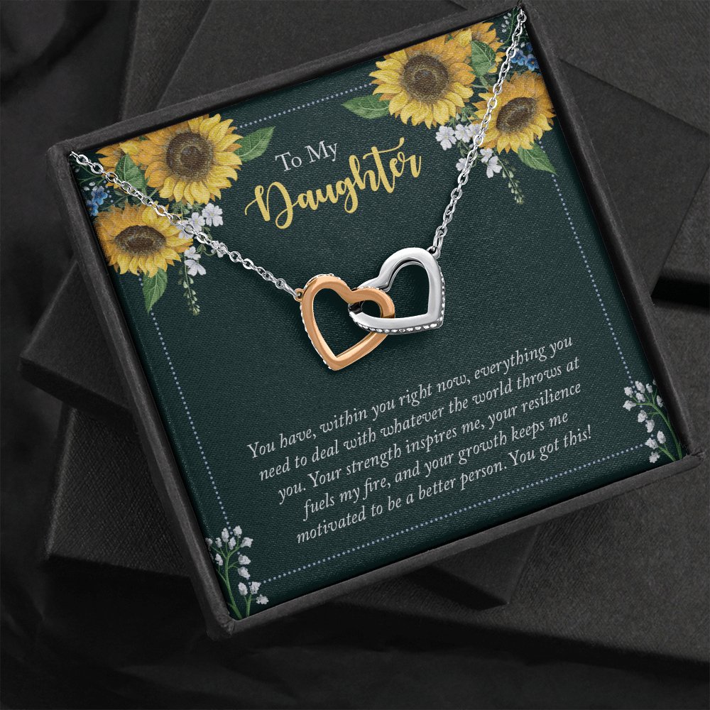 To My Daughter - Within You - Interlocking Hearts Necklace - Celeste Jewel