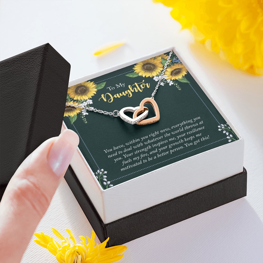 To My Daughter - Within You - Interlocking Hearts Necklace - Celeste Jewel