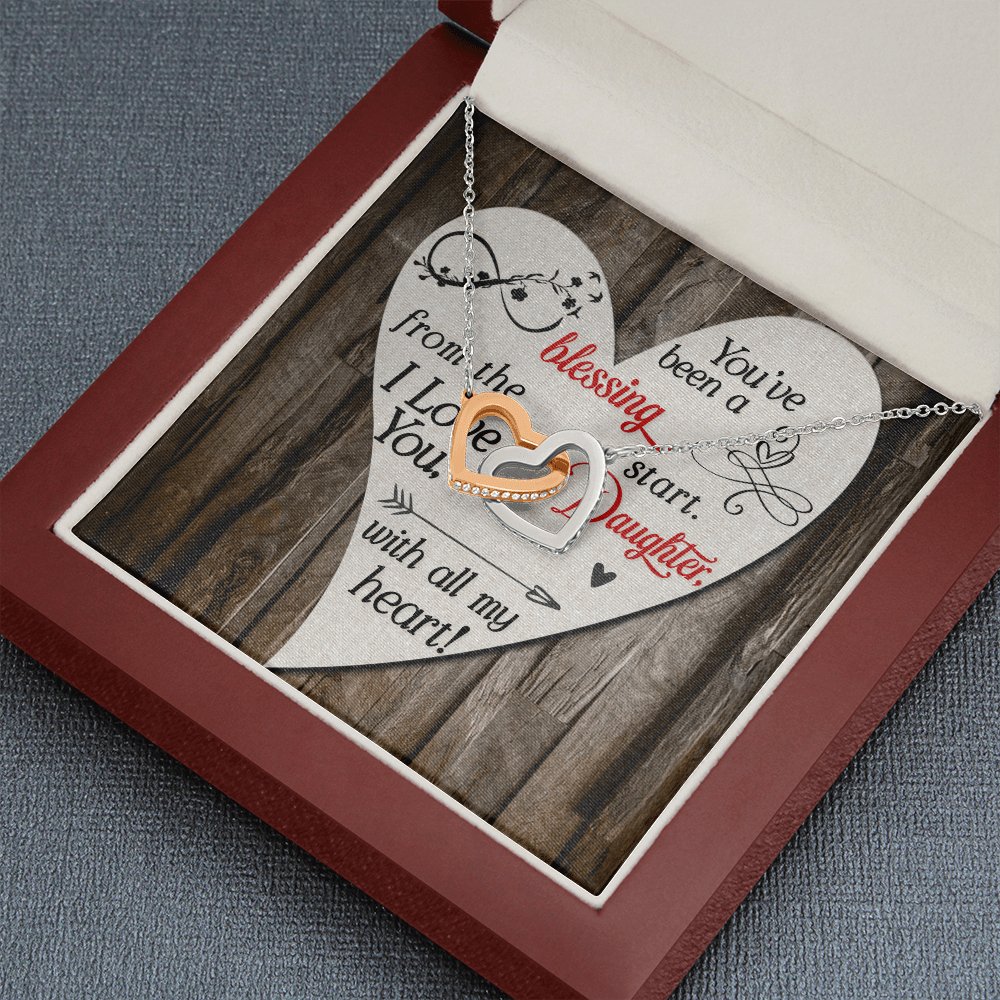 To My Daughter - You've Been A Blessing - Interlocking Hearts Necklace - Celeste Jewel