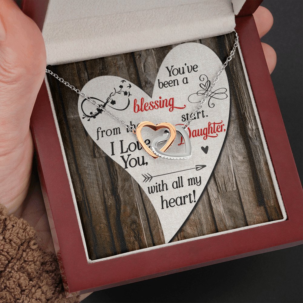 To My Daughter - You've Been A Blessing - Interlocking Hearts Necklace - Celeste Jewel