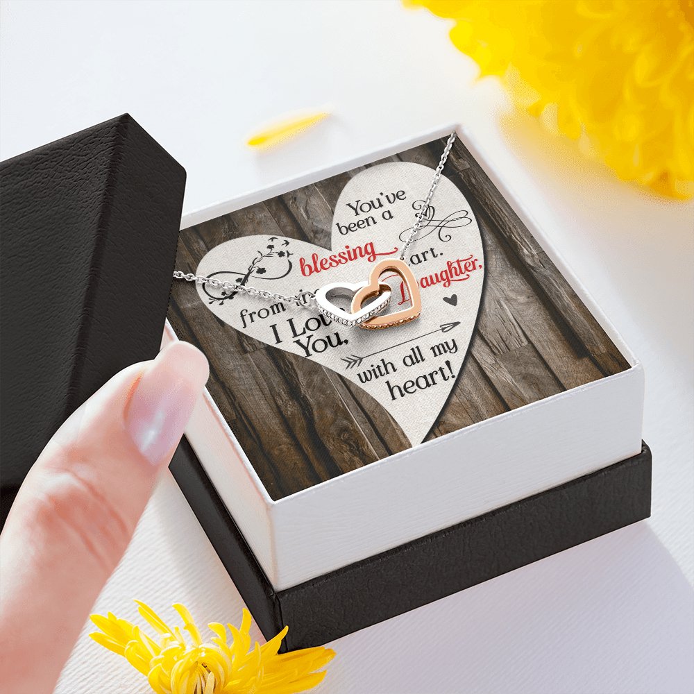 To My Daughter - You've Been A Blessing - Interlocking Hearts Necklace - Celeste Jewel